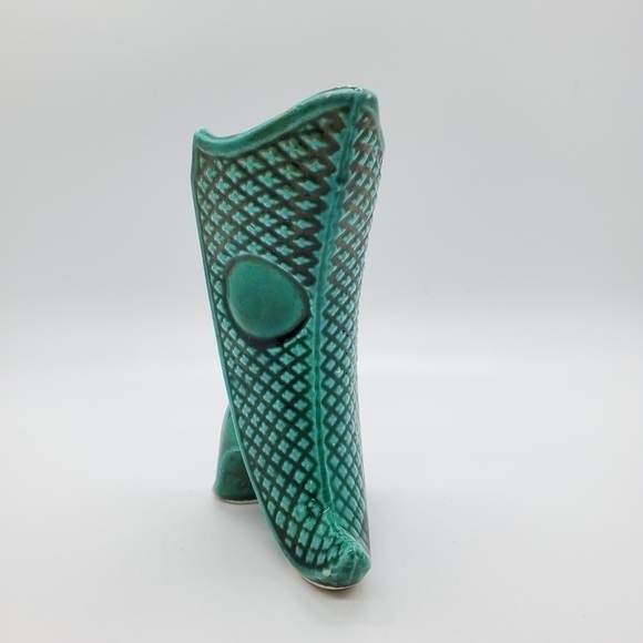 Vintage Green made in Japan mini heeled boot vase - Picture 3 of 10